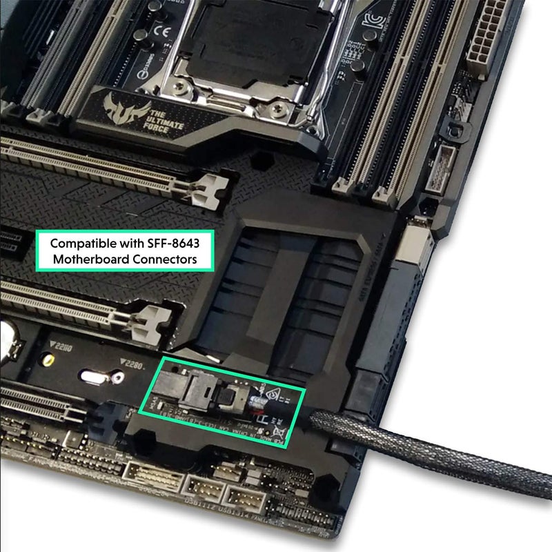 LINKUP - Internal 16G U.2 Cable (85Î© 85ohm PCIe Gen 4 Mini SAS HD to U.2/SFF-8643 to SFF-8639 Cable) with SATA Power - 0.6 Meters/2 feet - Image 3